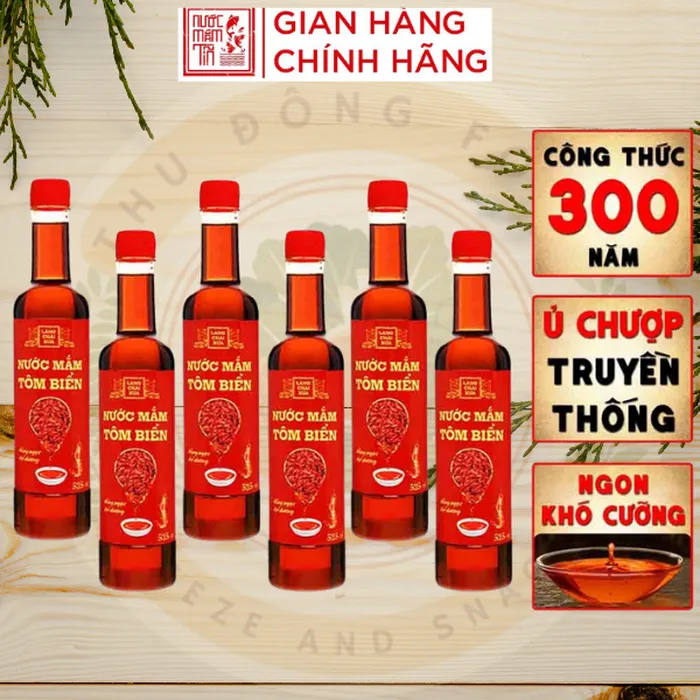 Thùng 6 Chai Nước Mắm Tôm Biển Hồng Ngọc Đại Dương 525ml Làng Chài Xưa