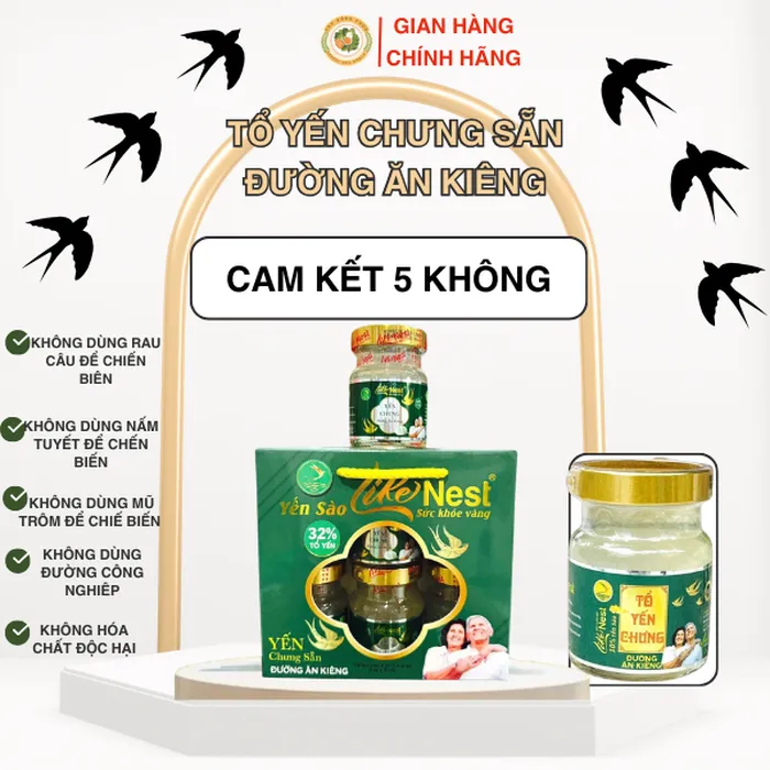 Tổ Yến Chưng Sẵn Đường Ăn Kiêng 32%  Lốc 6 Hủ