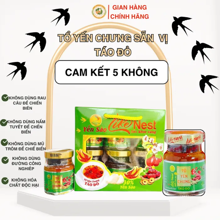 Tổ Yến Chưng Sẵn Vị Táo Đỏ 30% Lốc  Hủ