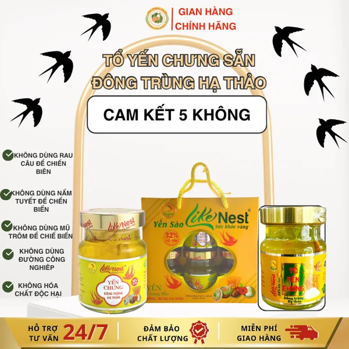 Tổ Yến Chưng Sẵn Đông Trùng Hạ Thảo 32% Lốc 6 Hủ