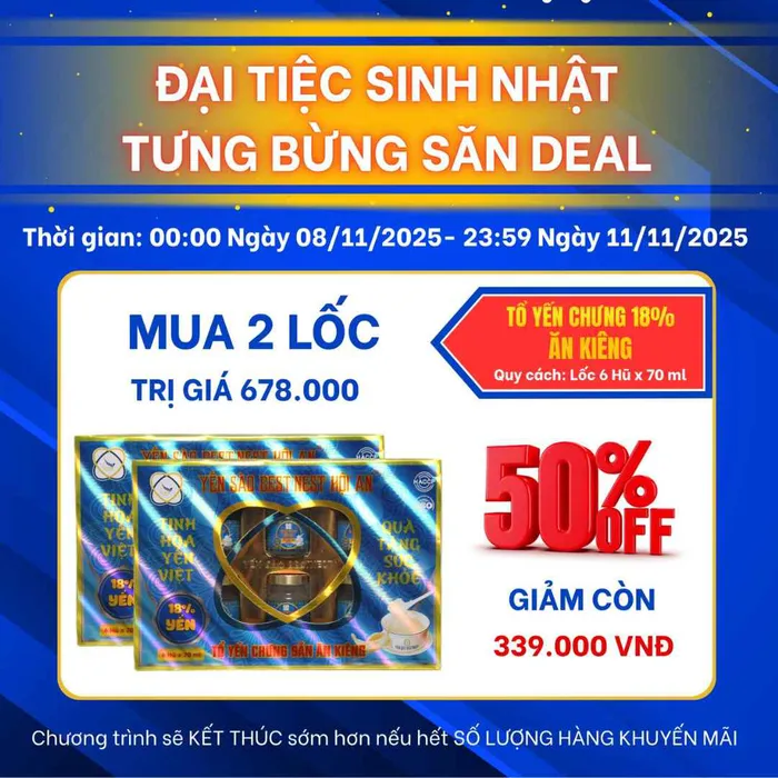 Tổ Yến Chưng Sẵn  Ăn Kiêng 18% Hộp 6 Hủ