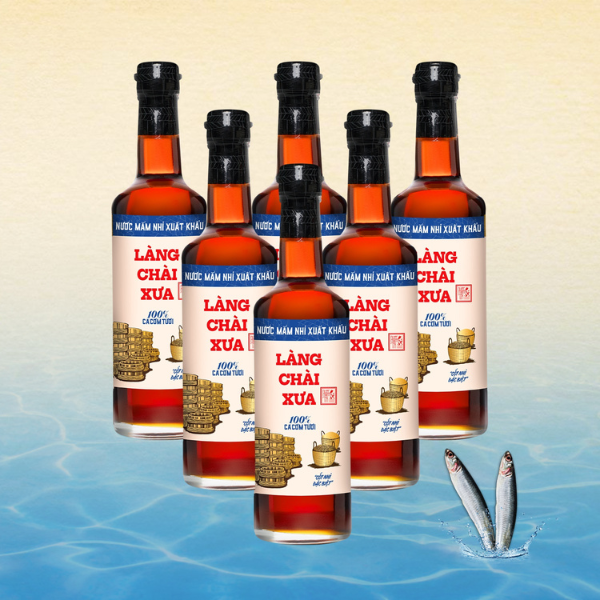 Thùng 6 chai nước mắm nhỉ nhãn xanh xuất khẩu 500ml làng chài xưa Thùng 6 chai nước mắm nhỉ nhãn xanh xuất khẩu 500ml làng chài xưa