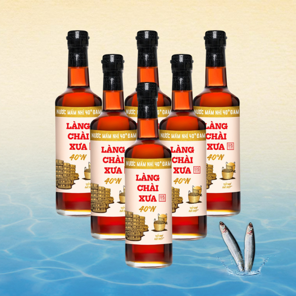 Thùng 6 chai nước mắm nhĩ nhãn vàng 40 độ đạm 500ml -làng chài xưa Thùng 6 chai nước mắm nhĩ nhãn vàng 40 độ đạm 500ml -làng chài xưa