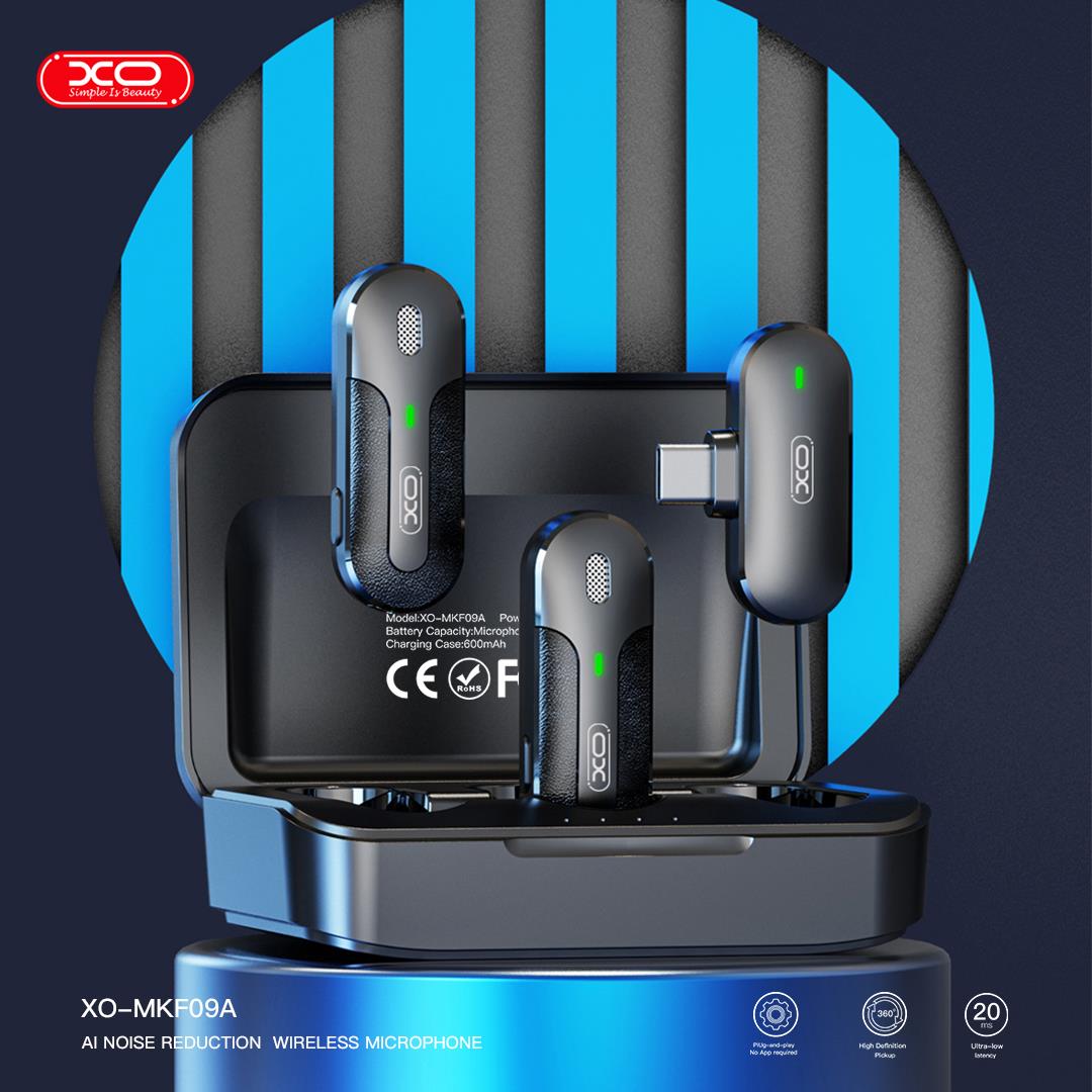 Micro Thu Âm Kèm Hộp Sạc XO MKF09A - Mic Thu Âm Không Dây Micro Thu Âm Kèm Hộp Sạc XO MKF09A - Mic Thu Âm Không Dây