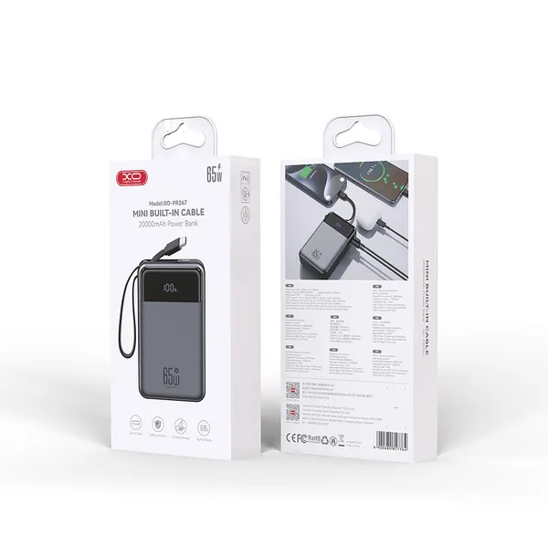 Sạc dự phòng XO PR267 - Công suất 65W, dung lượng 20.000mAh, sạc siêu tốc