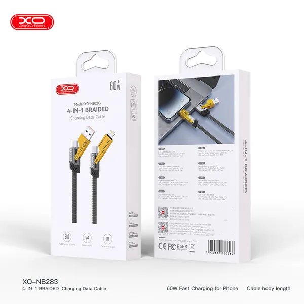 Dây Sạc Nhanh 4in1 XO NB283 - Sạc Nhanh Cho Mọi Thiết Bị Của Bạn!
