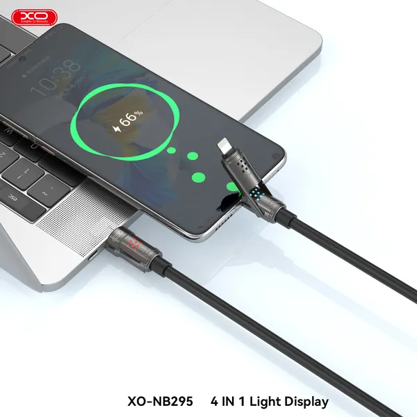 Cáp sạc 4 trong 1 XO NB295 Thiết kế thông minh Chống đứt gãy sạc siêu tốc