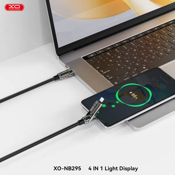 Cáp sạc 4 trong 1 XO NB295 Thiết kế thông minh Chống đứt gãy sạc siêu tốc
