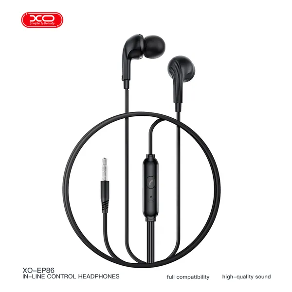 Tai nghe jack 3.5 XO EP86 chính hãng dây TPE chống rối cao cấp