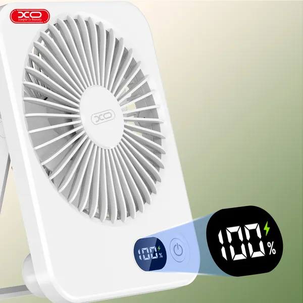 Quạt mini để bàn XO MF99 - Gấp gọn, màn hình LED, pin 1200mAh