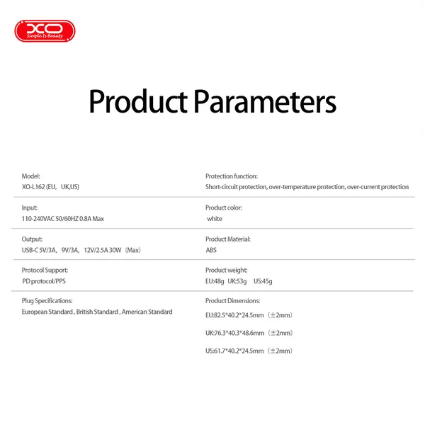 Bộ sạc nhanh 30W Type C to C XO L162 chuẩn EU nhỏ gọn tinh tế kèm cáp