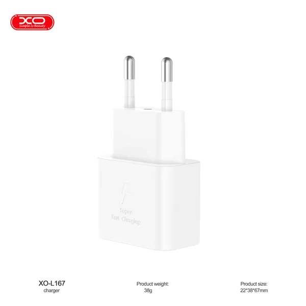 Bộ sạc nhanh 25W Type C XO L167 chính hãng nhỏ gọn tương thích đa năng