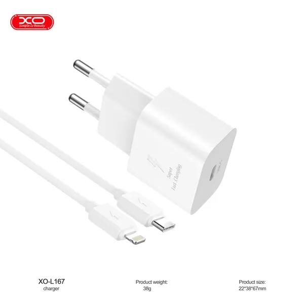 Bộ sạc nhanh 25W Type C XO L167 chính hãng nhỏ gọn tương thích đa năng