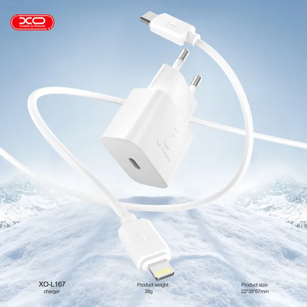Bộ sạc nhanh 25W Type C XO L167 chính hãng nhỏ gọn tương thích đa năng