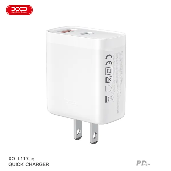 Bộ sạc đa năng XO L117 45W hỗ trợ sạc nhanh iPhone và Android kèm dây sạc