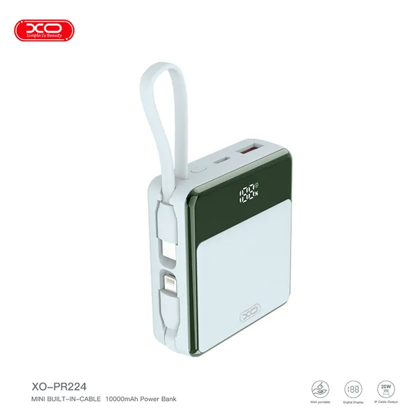 Sạc dự phòng mini XO PR224 công suất 22.5W màn hình Led hiển thị dung lượng chính xác