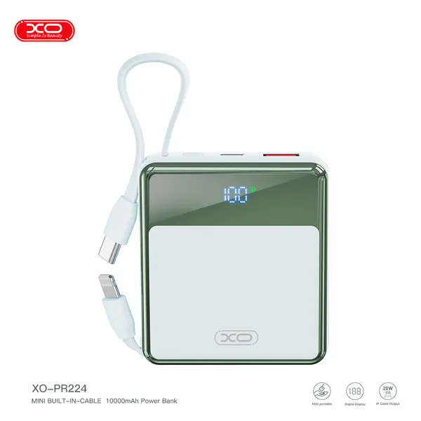 Sạc dự phòng mini XO PR224 công suất 22.5W màn hình Led hiển thị dung lượng chính xác