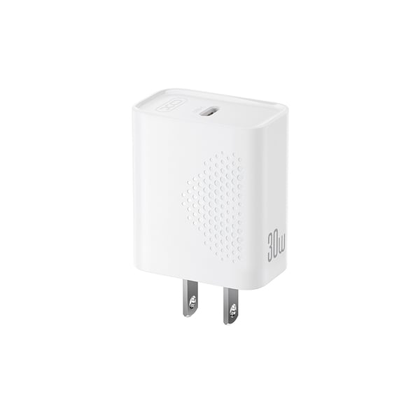 Đầu sạc XO L162 30W 1 cổng Type C màu trắng sang trọng hỗ trợ sạc nhanh mọi thiết bị