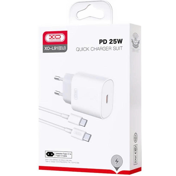 Củ sạc nhanh 25W XO L91 chuẩn PD và PPS sạc siêu tốc cho iPhone và Samsung