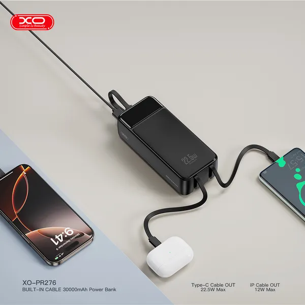 Sạc dự phòng XO PR276 30.000mAh - Dung lượng khủng, sạc siêu nhanh 22.5W