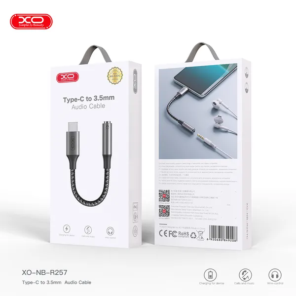 Cáp Chuyển Đổi Âm Thanh Type C sang 3.5mm XO NB-R257C: 2 trong 1, Không Còn Lo Thiếu Cổng.