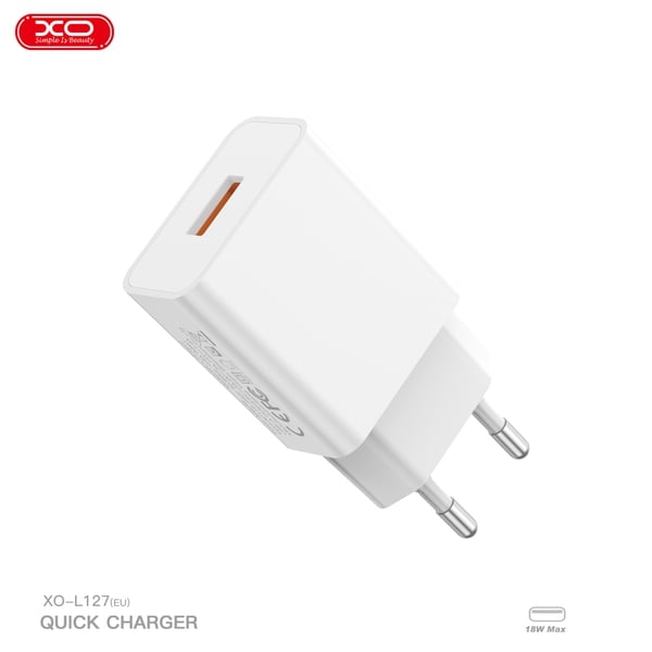 Bộ sạc nhanh XO L127 18W thiết kế nhỏ gọn chuẩn sạc QC 3.0 nhập khẩu chính hãng