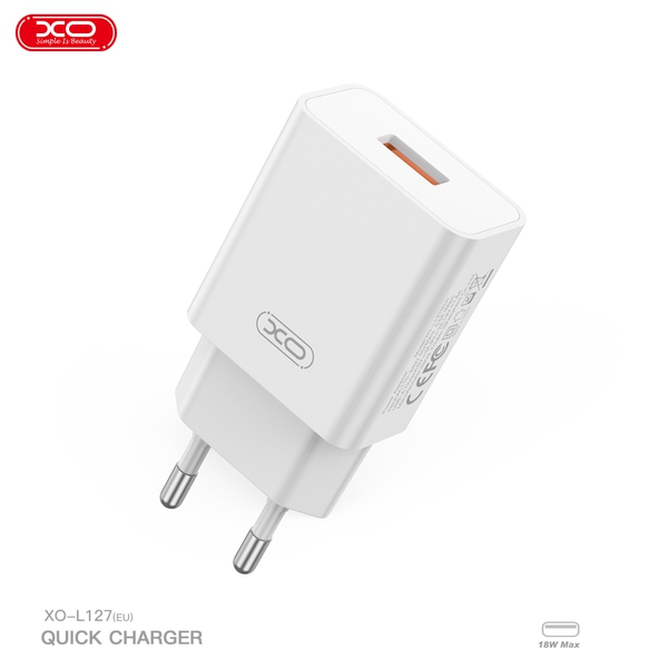 Bộ sạc nhanh XO L127 18W thiết kế nhỏ gọn chuẩn sạc QC 3.0 nhập khẩu chính hãng