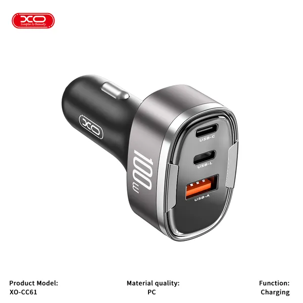 Đầu sạc ô tô XO CC61 100W - Sạc siêu tốc cho mọi thiết bị trên xe.