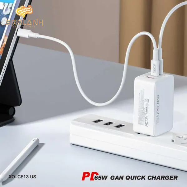 Đầu sạc XO CE13 (US) 65W - Trải nghiệm sạc nhanh an toàn, hiệu quả, tương thích đa nền tảng.