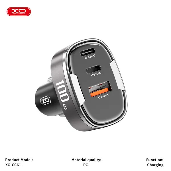 Đầu sạc ô tô XO CC61 100W - Sạc siêu tốc cho mọi thiết bị trên xe.