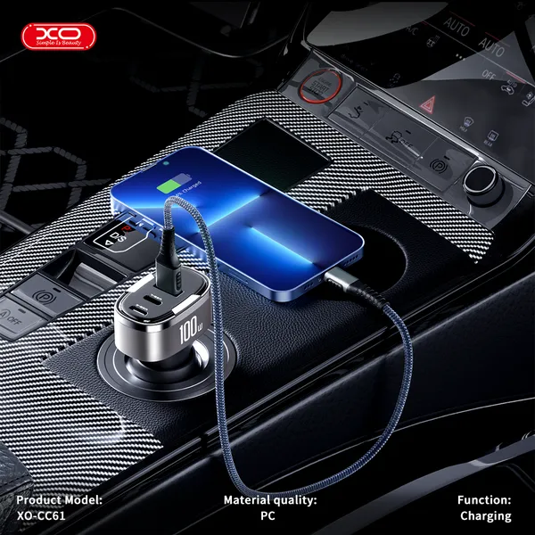 Đầu sạc ô tô XO CC61 100W - Sạc siêu tốc cho mọi thiết bị trên xe.