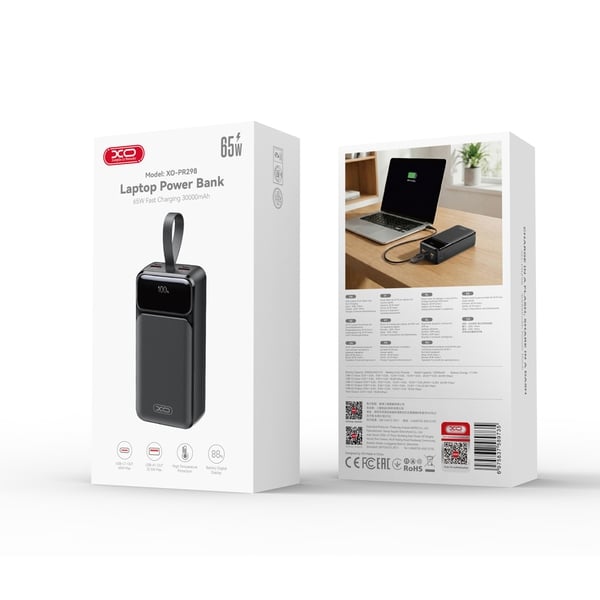 Pin sạc dự phòng 65W 30000mAh XO PR298 Sạc siêu nhanh cho Laptop và Smartphone