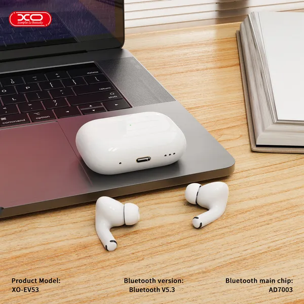 Airpod Chống Ồn XO EV53 ANC - XO Việt Nam - Âm Nhạc Đỉnh Cao Không Giới Hạn, Airpod ORI, Airpod Bass Lớn, Tai Nghe Nhét Tai Không Đau