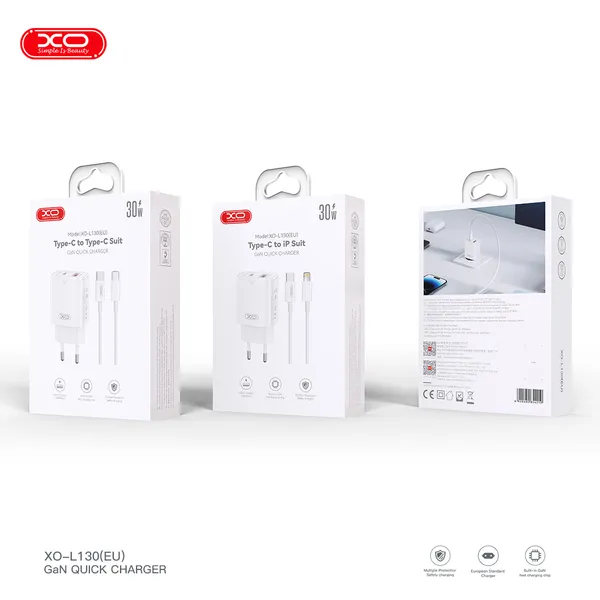 Bộ Sạc Chính Hãng XO L130, Công Suất PD30W, Nhỏ Gọn Nhưng Uy Lực