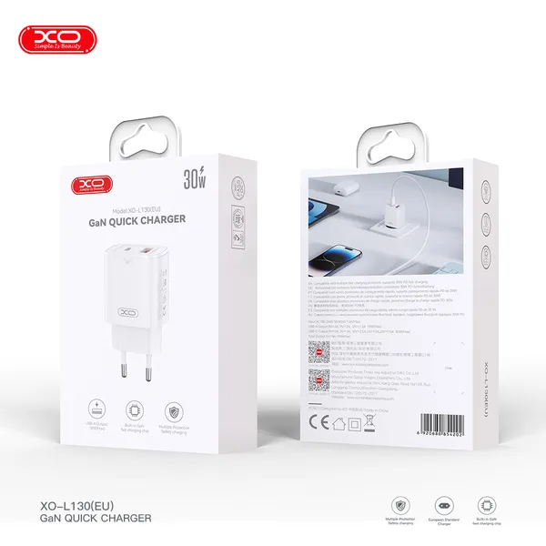Bộ Sạc Chính Hãng XO L130, Công Suất PD30W, Nhỏ Gọn Nhưng Uy Lực