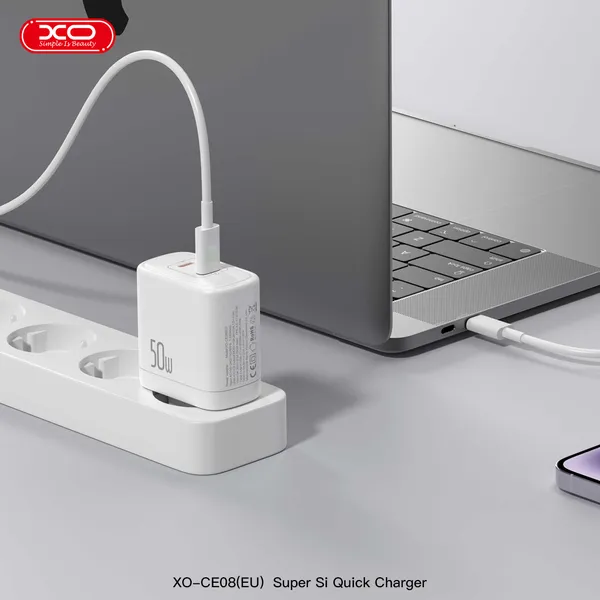 Siêu bộ sạc nhanh XO CE08 50W chuẩn PD và PPS tương thích tuyệt đối mọi dòng