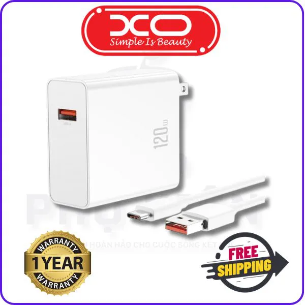 Bộ Sạc Chính Hãng XO L128, Sạc Nhanh 120W, Tương Thích Oppo, Vivo, Xiaomi