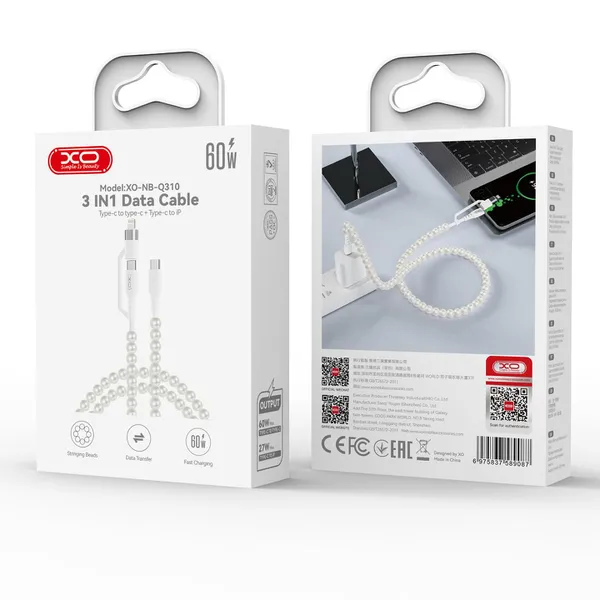 Cáp sạc XO NB Q310 60W 2in1 công nghệ sạc nhanh thông minh cho iPhone và Android