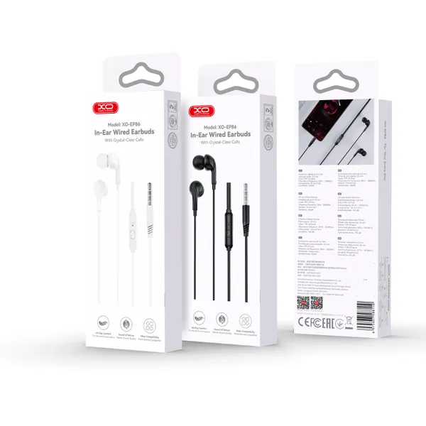 Tai nghe jack 3.5 XO EP86 chính hãng dây TPE chống rối cao cấp