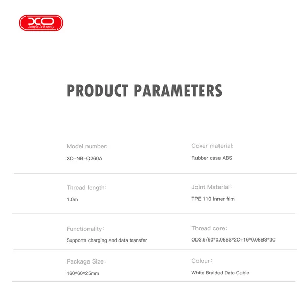 Cáp sạc nhanh XO NB Q260 Bọc dù cao cấp Chân sạc Type C và Lightning chuẩn PD