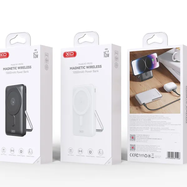 Sạc Dự Phòng XO PR233 Dung Lượng 10,000mAh, Hỗ Trợ Sạc Nhanh Không Dây