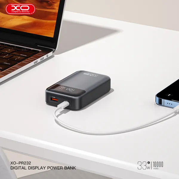 Sạc Dự Phòng XO PR232 Dung Lượng 10,000mAh, Thiết Kế Nhỏ Gọn, Chất Liệu Chống Cháy ABS + PC