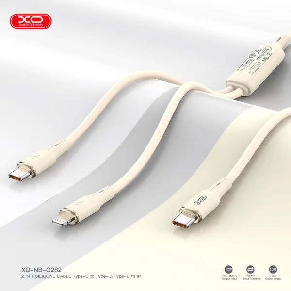 Dây Sạc Điện Thoại 2in1 XO Q262 - Sạc Nhanh 60W, Dây Sạc Nhiều Đầu Đa Năng Siêu Bền