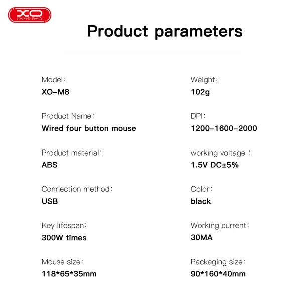 Chuột Có Dây Đa Năng XO M8 Bền Bỉ, DPI Cao, Giá Rẽ Cắm Vào Là Chạy