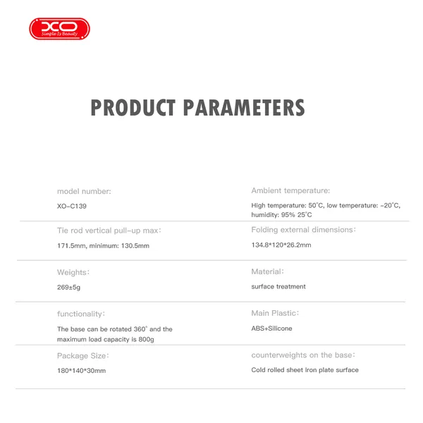 Giá Đỡ Điện Thoại XO C139, Thiết Kế Nhỏ Gọn, Xoay 360 Độ