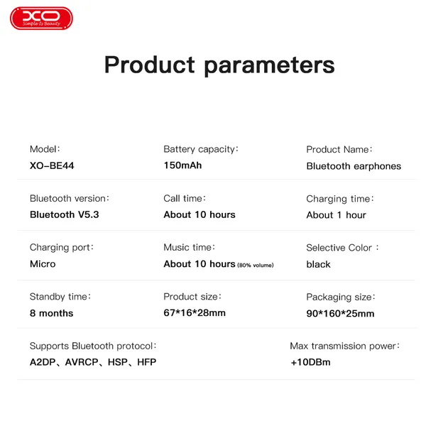 Tai Nghe 1 Bên XO BE44 - Nhỏ Gọn Nhưng Pin Khỏe, Chinh Phục Mọi Cuộc Gọi
