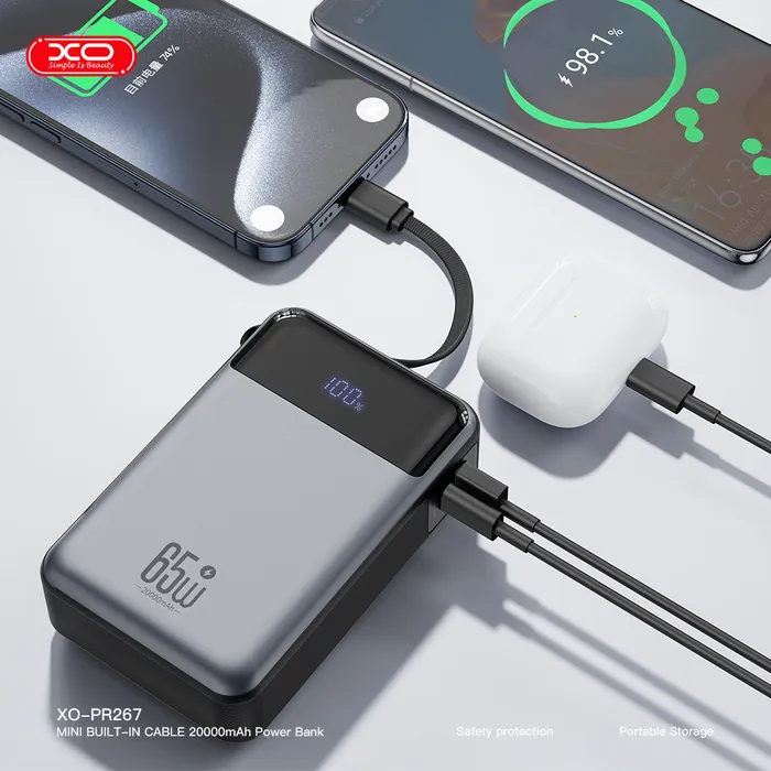 Sạc dự phòng XO PR267 - Công suất 65W, dung lượng 20.000mAh, sạc siêu tốc