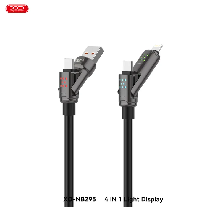 Cáp sạc 4 trong 1 XO NB295 Thiết kế thông minh Chống đứt gãy sạc siêu tốc