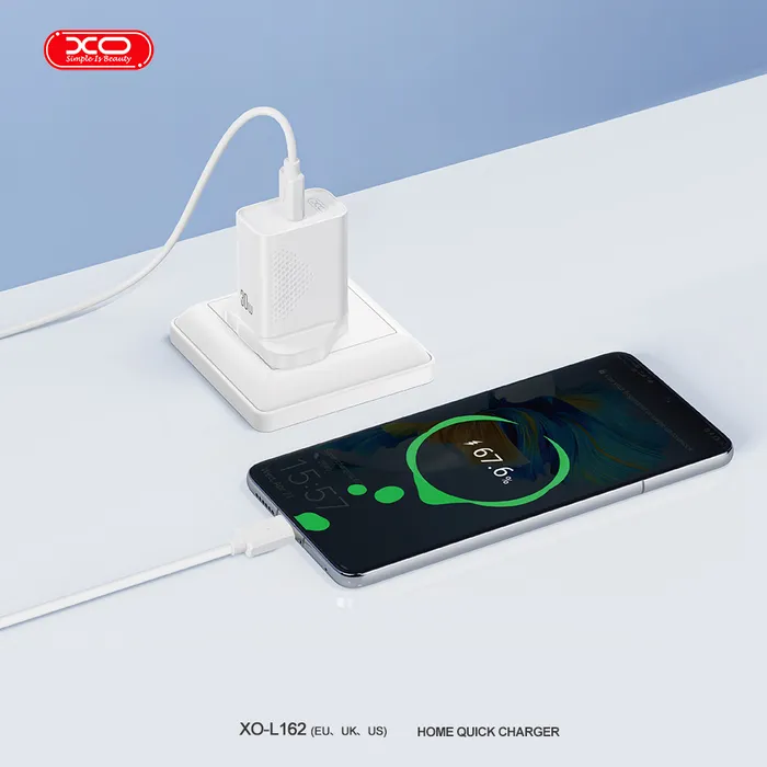 Bộ sạc nhanh 30W Type C to C XO L162 chuẩn EU nhỏ gọn tinh tế kèm cáp
