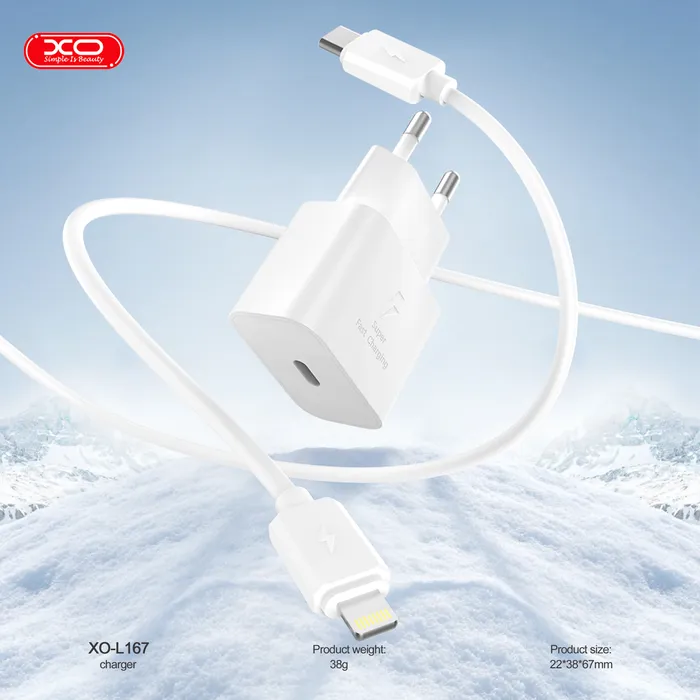Bộ sạc nhanh 25W Type C XO L167 chính hãng nhỏ gọn tương thích đa năng